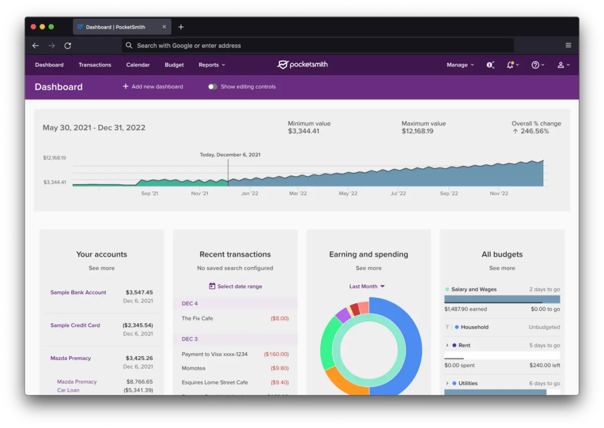 PocketSmith personal finance app