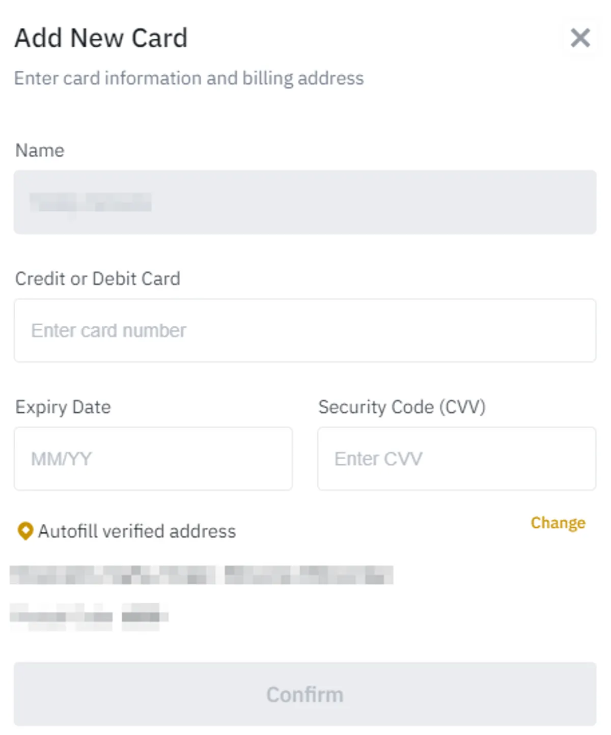 Enter the card details of your prepaid card