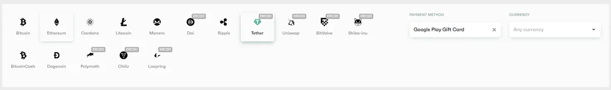 Buy USDT with Google Play on BitValve