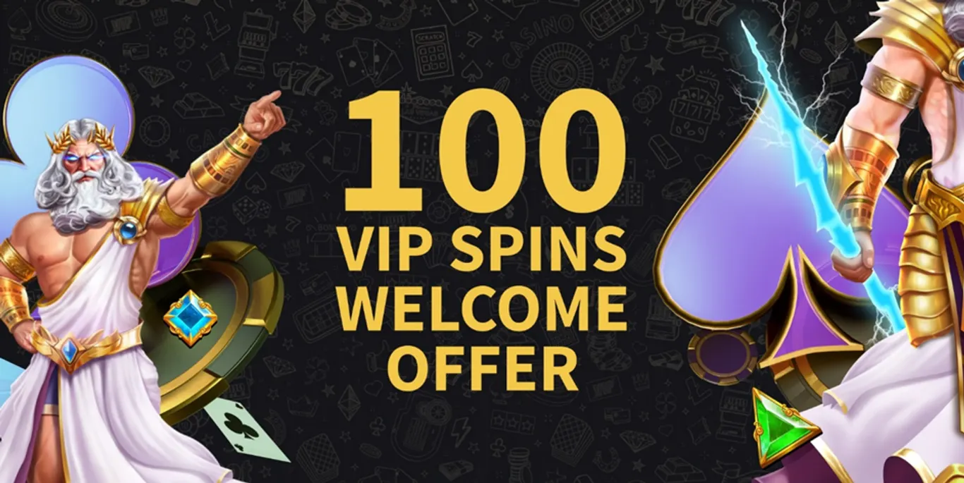 Image showing the 100 vip spins welcome offer