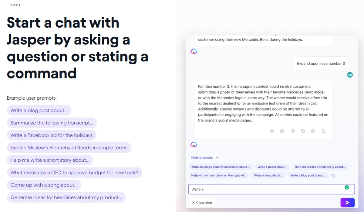 Jasper Chat screenshot