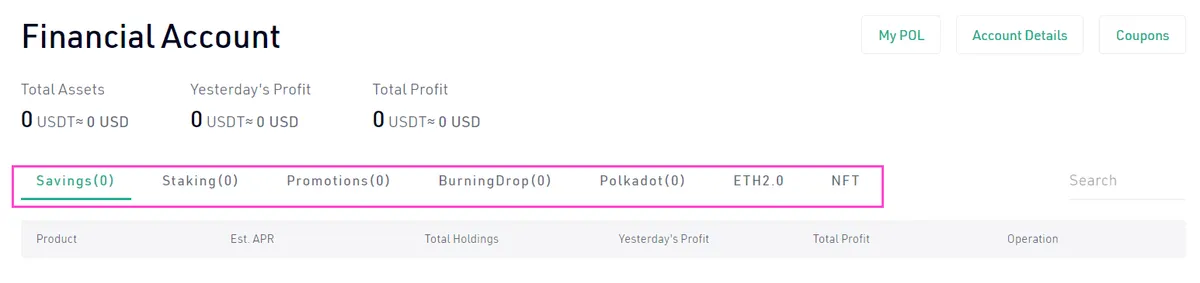 KuCoin Financial Account