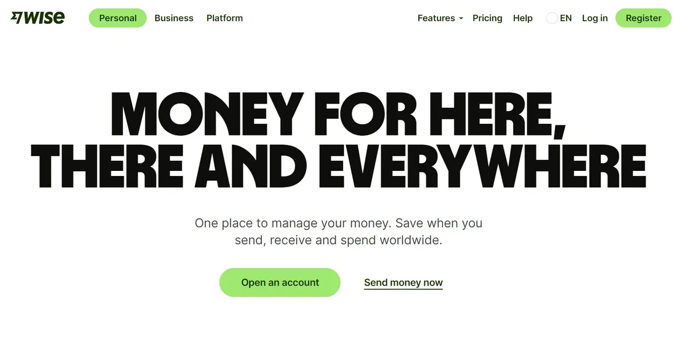 Wise neobank website
