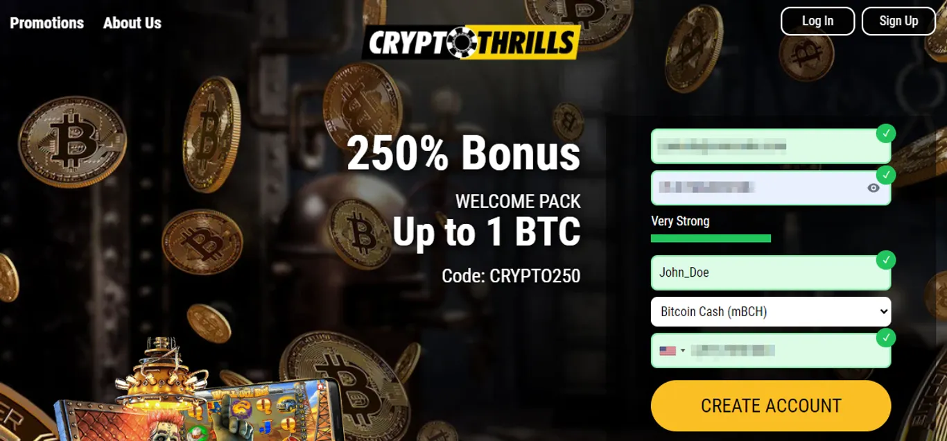 Crypto Thrills homapge