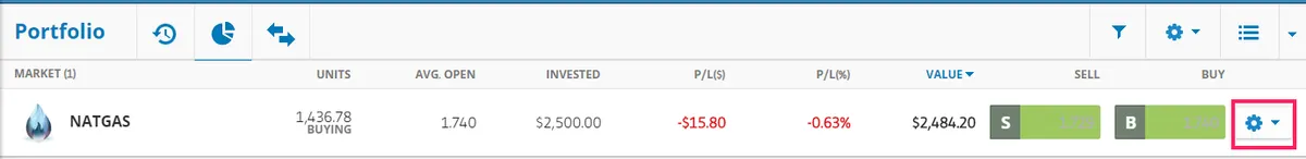 invest in Natural Gas on eToro