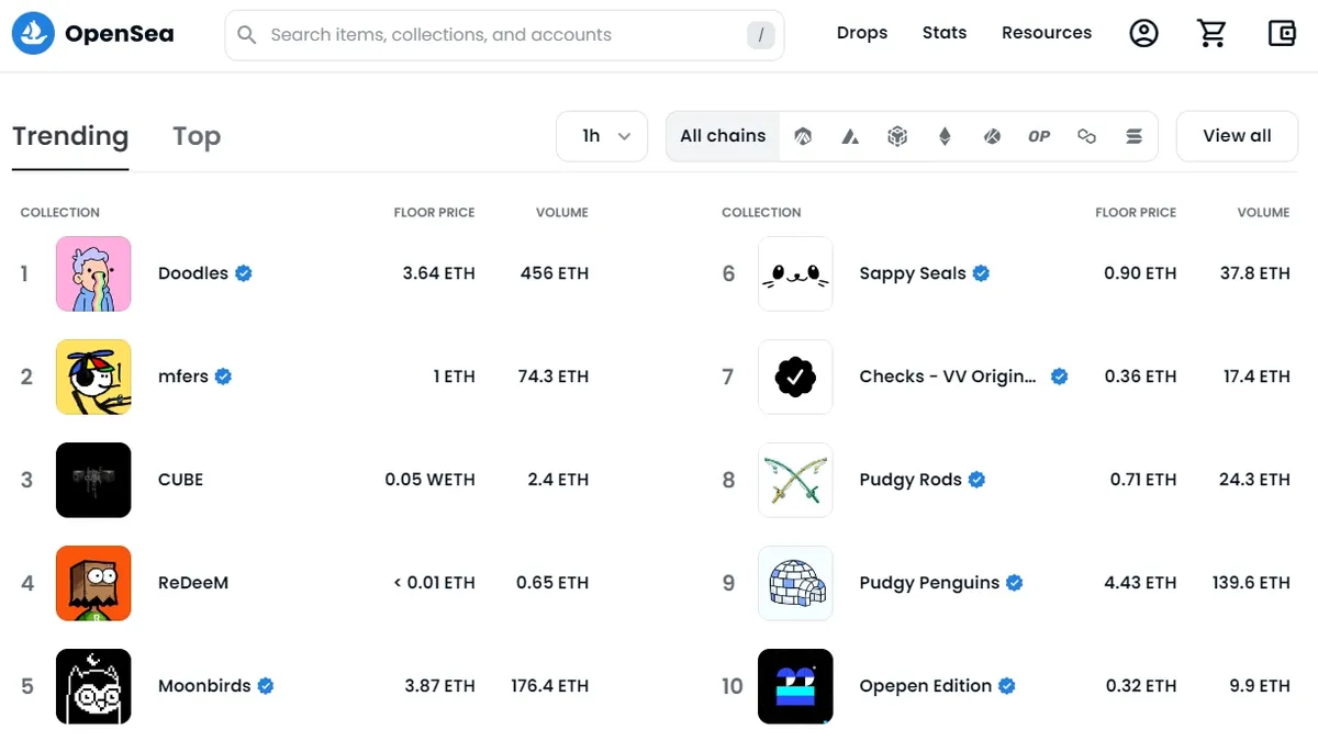 OpenSea homepage