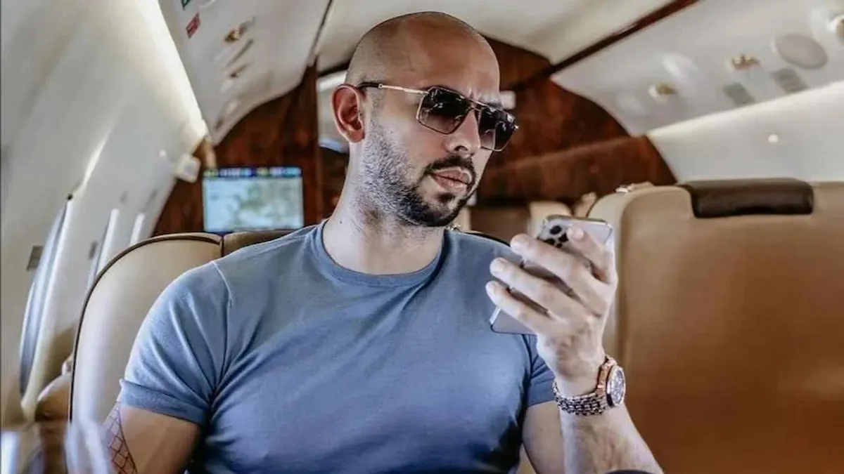 An image of Andrew Tate, an American-British kickboxer turned social media personality who gained notoriety for promoting an ultra-masculine and luxurious lifestyle