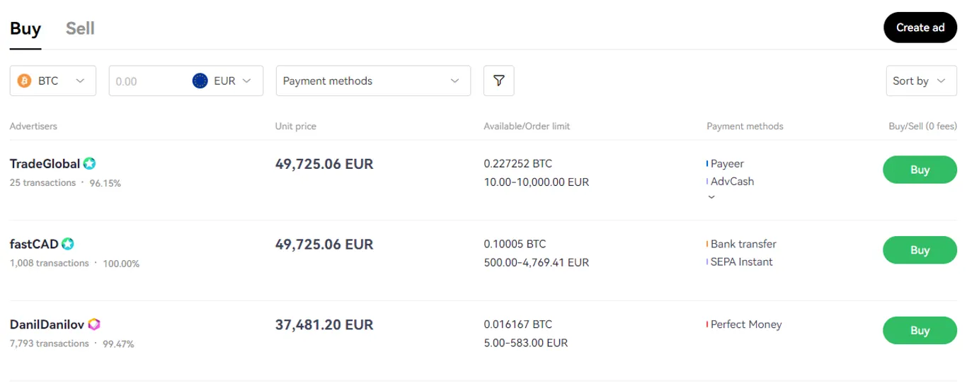okx p2p homepage