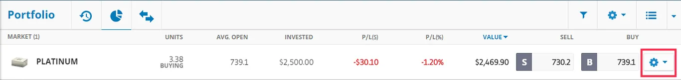 invest in Platinum on eToro