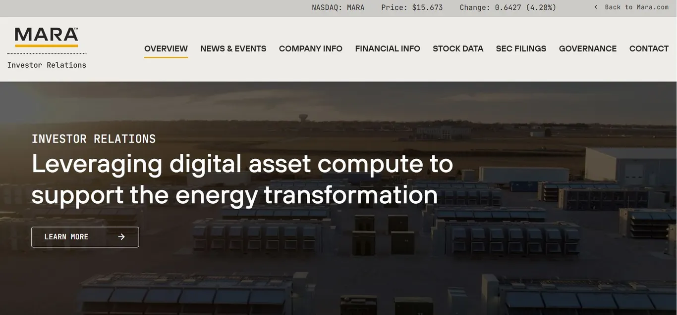 Marathon Digital Website Homepage