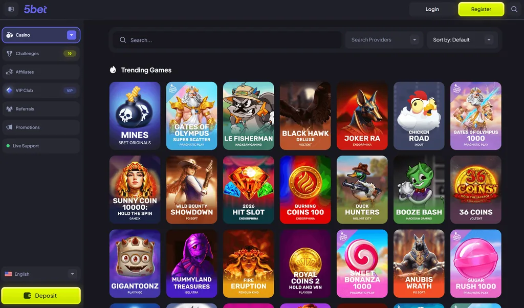 5bet Casino Review 2026: Bonuses, Games, Crypto Payments and VIP Rewards