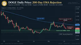 DOGE faces a key test after rejection at the 200-day EMA, with $0.08 back in focus. DOGE faces a key test after rejection at the 200-day EMA, with $0.08 back in focus.