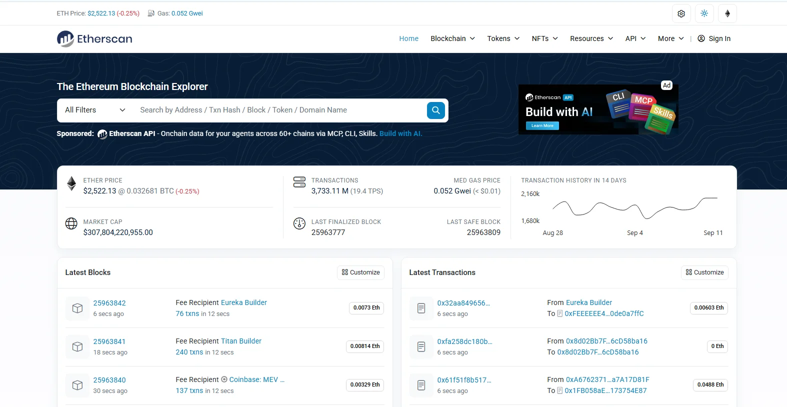 Etherscan platform