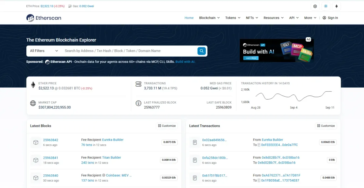 Etherscan platform