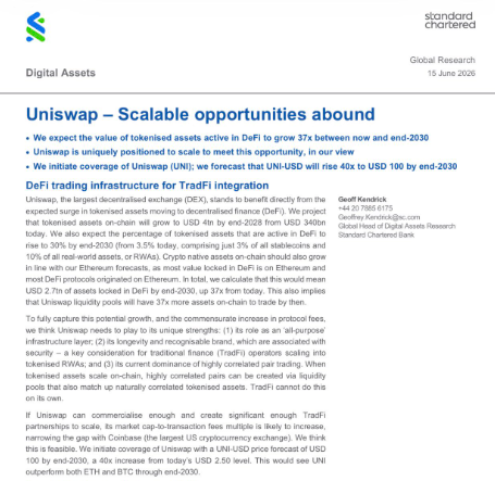 Standard Chartered Uniswap prediction