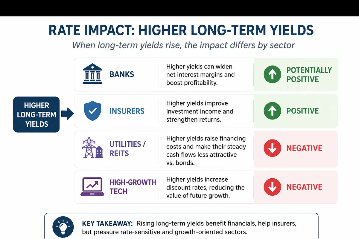 infographic for how yield curve rate impacts different stock sectors