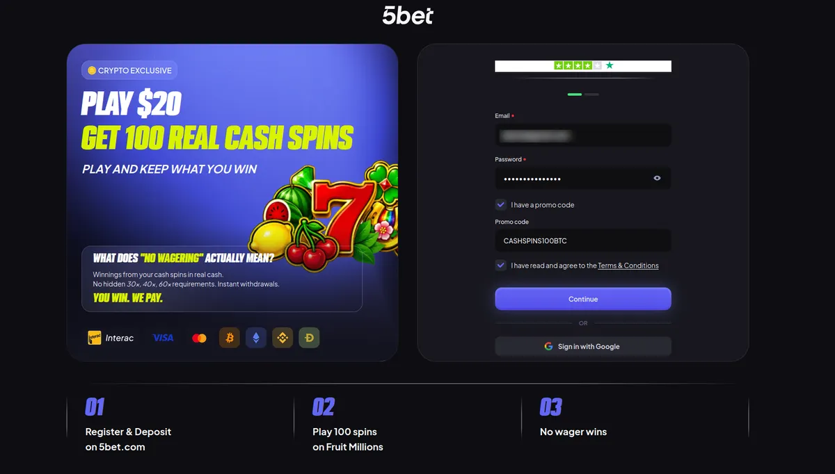 5bet bonuses