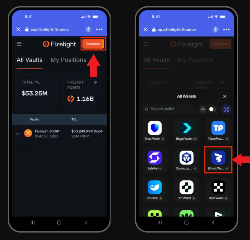 XRP staking on Firelight app