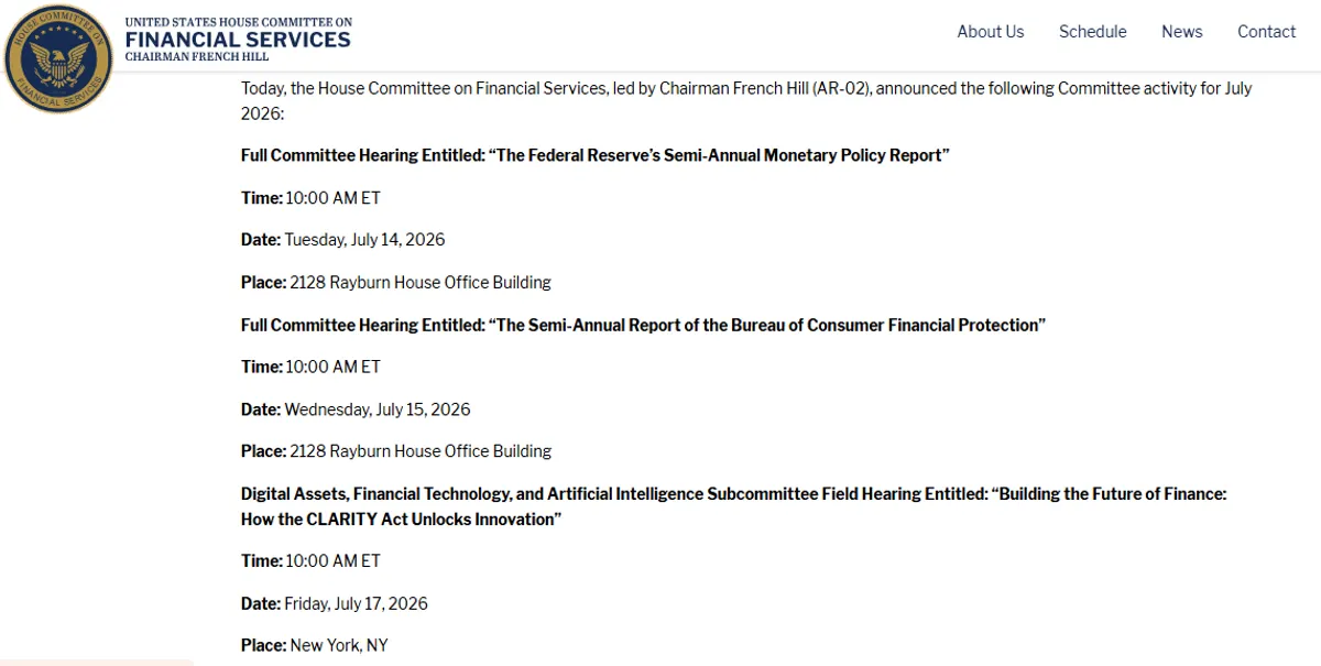 CLARITY act hearing date