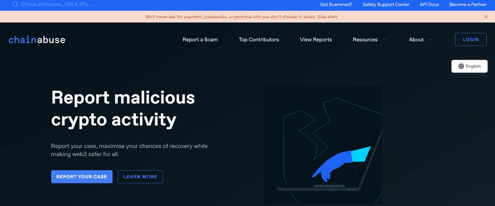 Chainabuse website homepage
