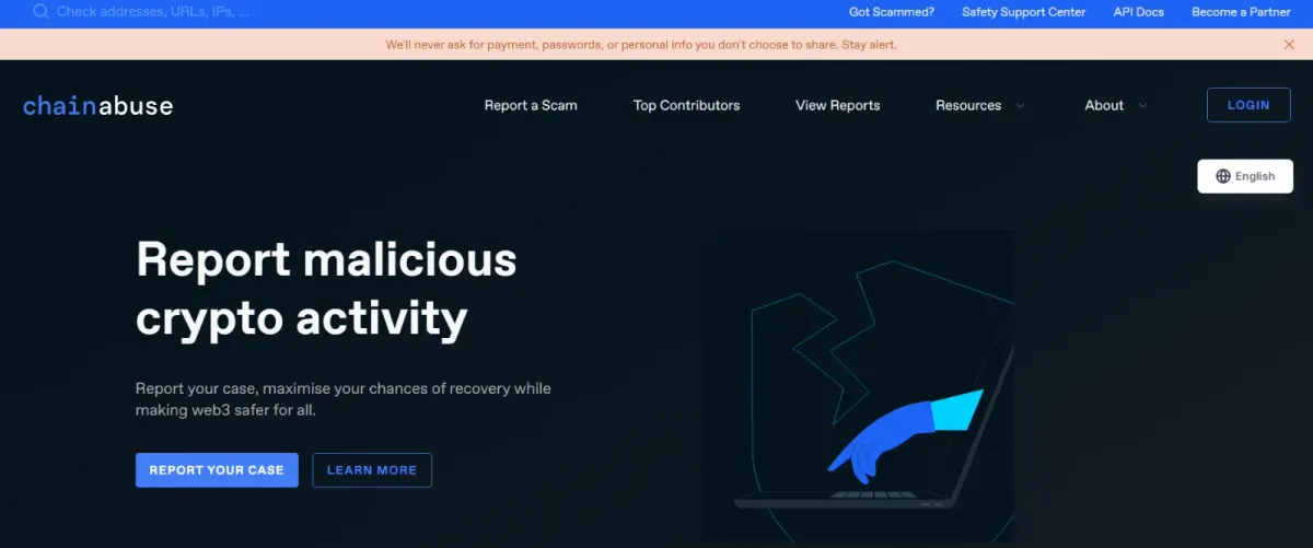 Chainabuse website homepage