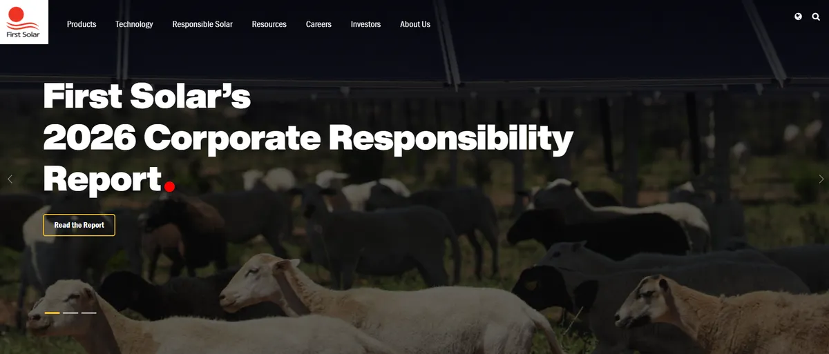 First Solar website homepage