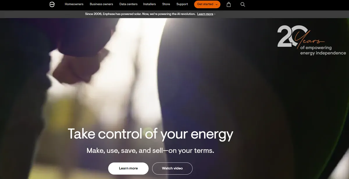 Enphase Energy website homepage