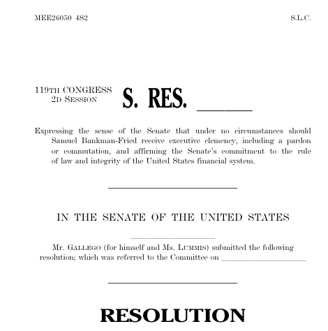 Sam Bankman Fried Senate resolution