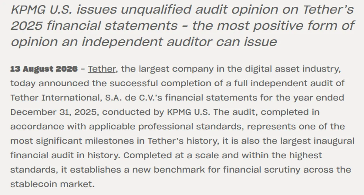 Tether KPMG audit