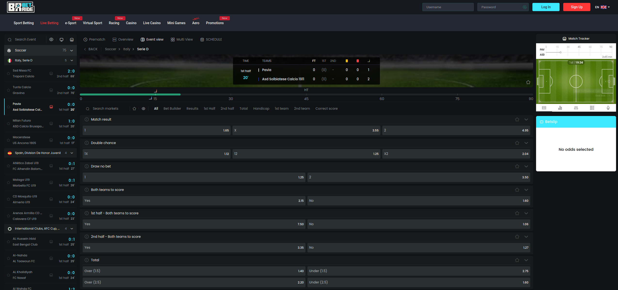 Betride live betting