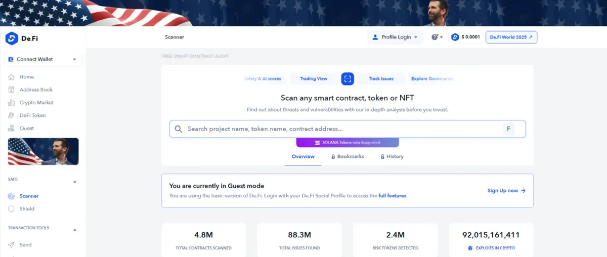 De.Fi Crypto Scam Scanner website homepage
