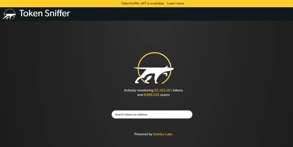 Token Sniffer website homepage