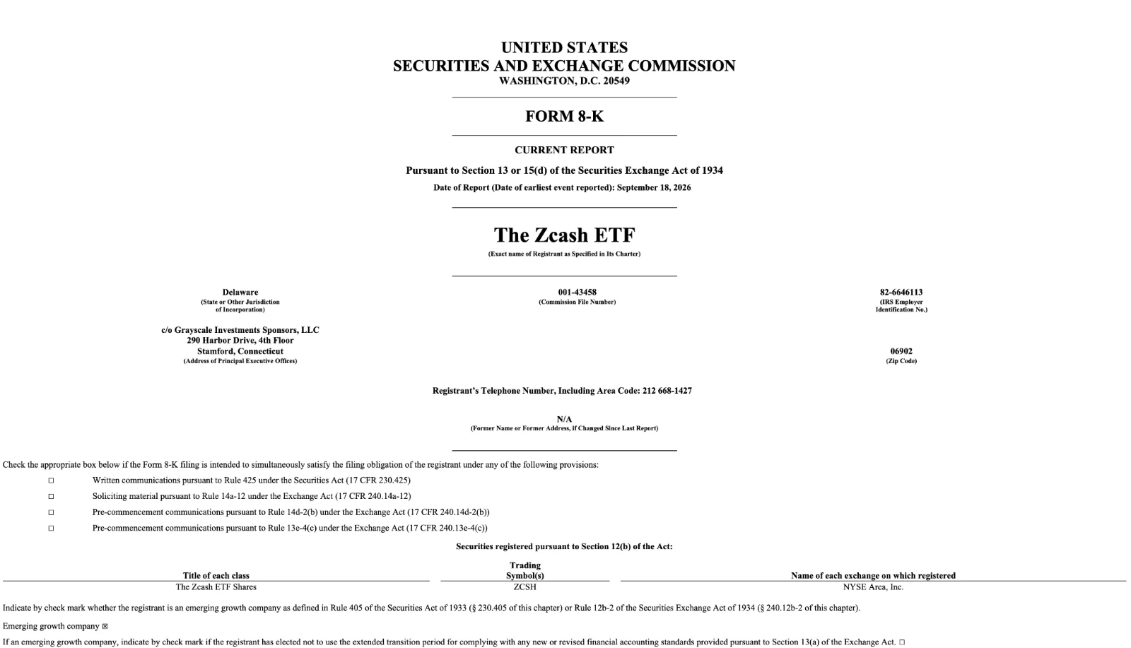 Zcash ETF share split